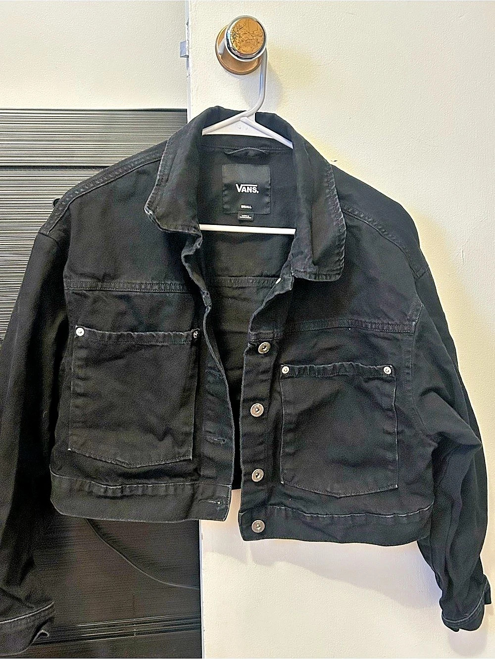 Vans Nicola Cropped Chore Denim Jacket Black